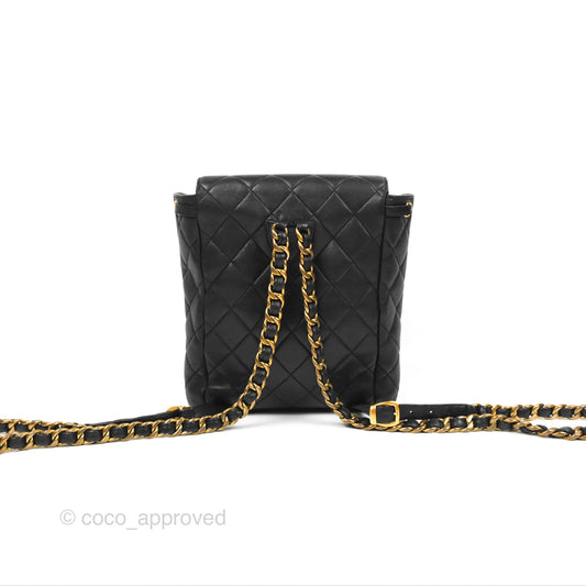 Chanel Vintage CC Duma Backpack Black Lambskin 24K Gold Hardware