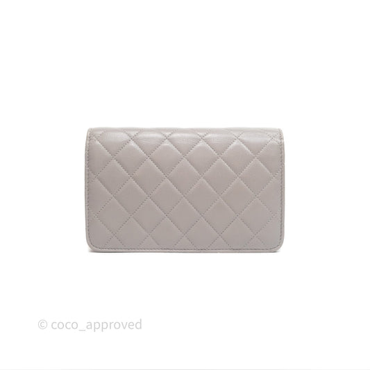 Chanel Classic Quilted Wallet on Chain WOC Grey Caviar Gold Hardware