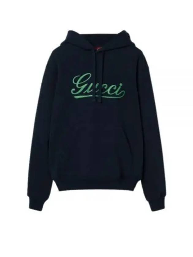 Luxury Gucci Trending 2025 Embroidered Cotton Hoodie Navy