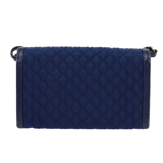 Luxury PradaShoulder Wallet Nylon Leather Blue 78077