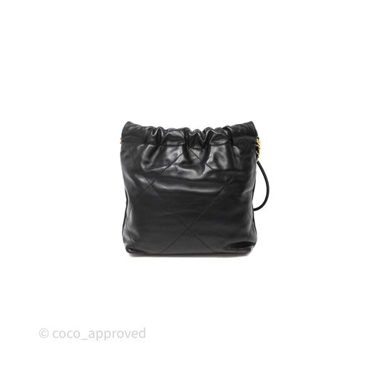 Chanel 22 Mini Bag Black Crumpled Calfskin Aged Gold Hardware