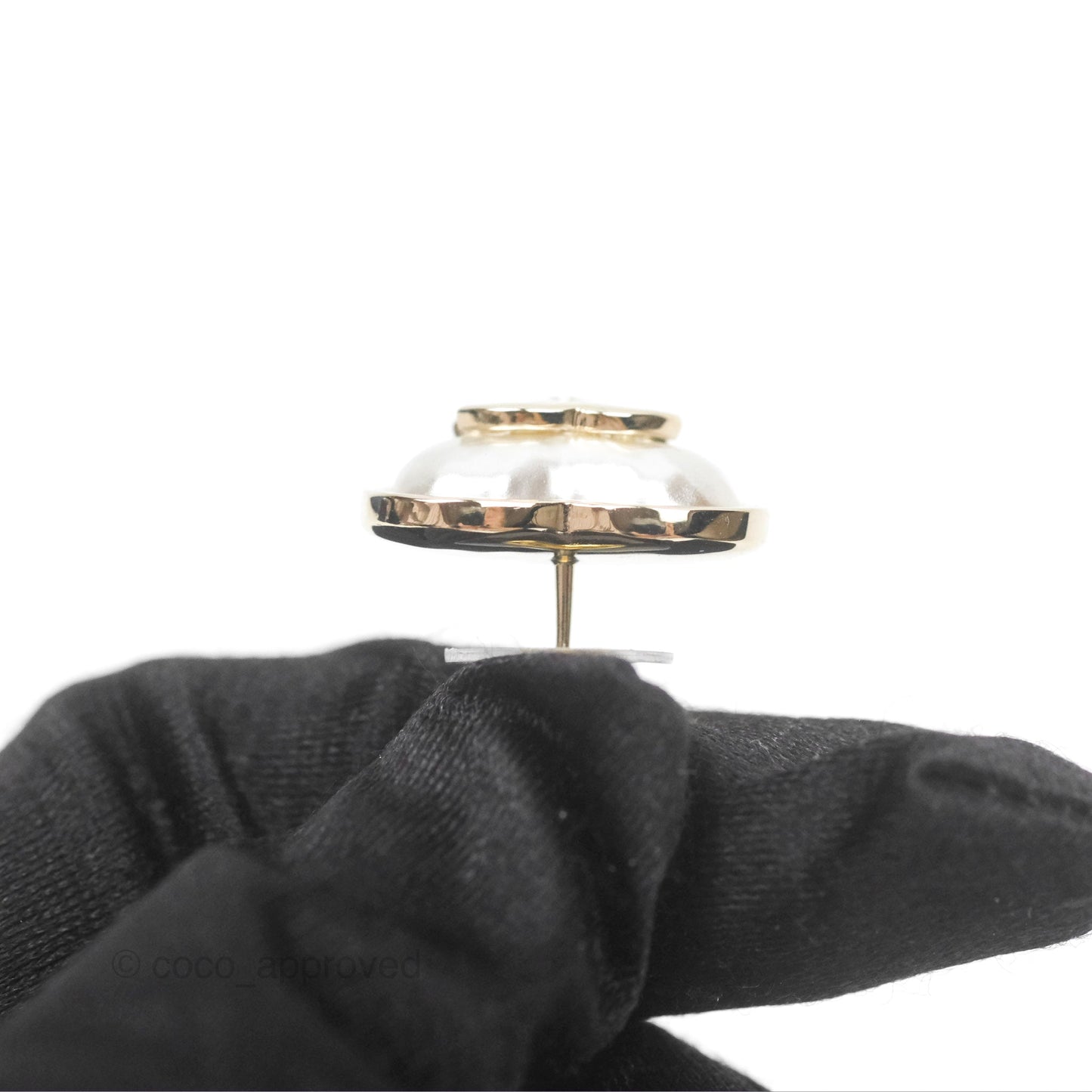 Chanel Pearl CC Heart Earrings Gold Tone 22C