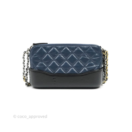 Chanel Gabrielle Clutch With Chain Aged Calfskin Navy Black Mixed Hardware