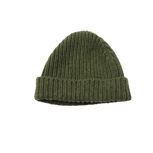 Luxury Bottega Veneta Ribbed Beanie in Green Cashmere