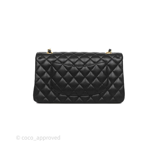 Chanel Classic M/L Medium Flap Quilted Black Caviar Gold Hardware