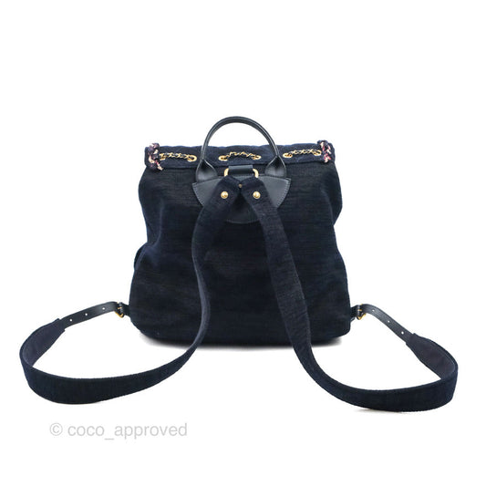 Chanel Parisian Stroll Backpack Wool Velvet Navy