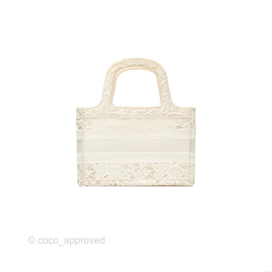 Dior Mini Book Tote Natural Macramé-Effect Embroidery