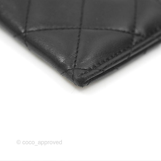 Chanel Classic Flat Card Holder Black Lambskin Gold Hardware