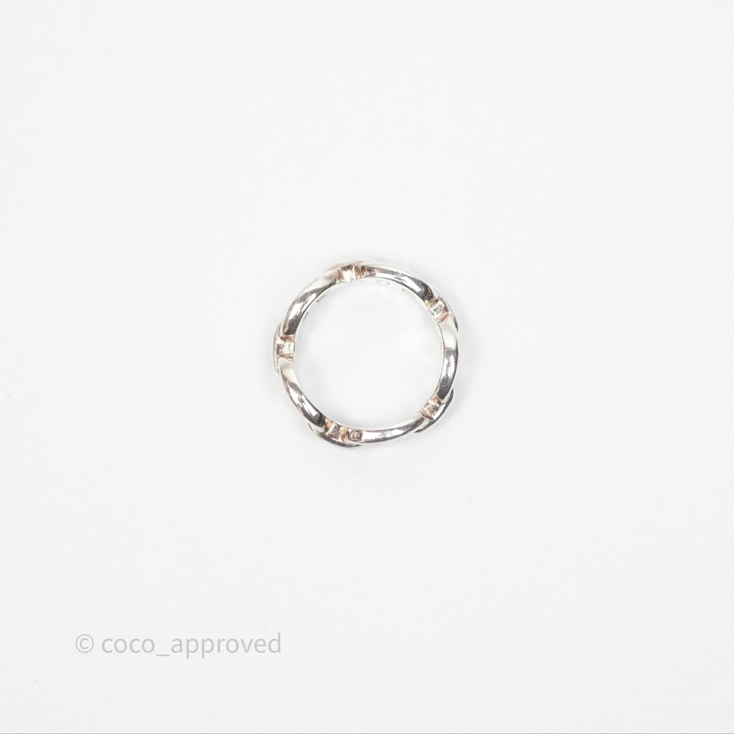 Hermès Sterling Silver PM Chaine d'Ancre Enchainee Band Ring 54