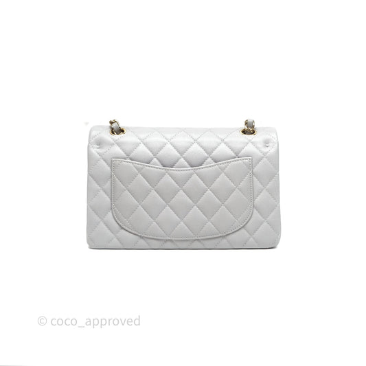 Chanel Small Classic Flap Quilted Grey Caviar Gold Hardware 21A