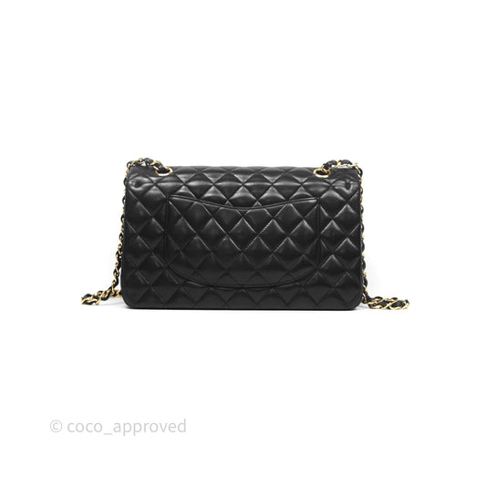 Chanel Classic M/L Medium Flap Quilted Black Lambskin Gold Hardware