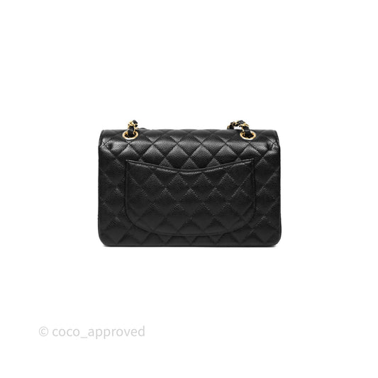 Chanel Small Classic Flap Quilted Black Caviar Gold Hardware