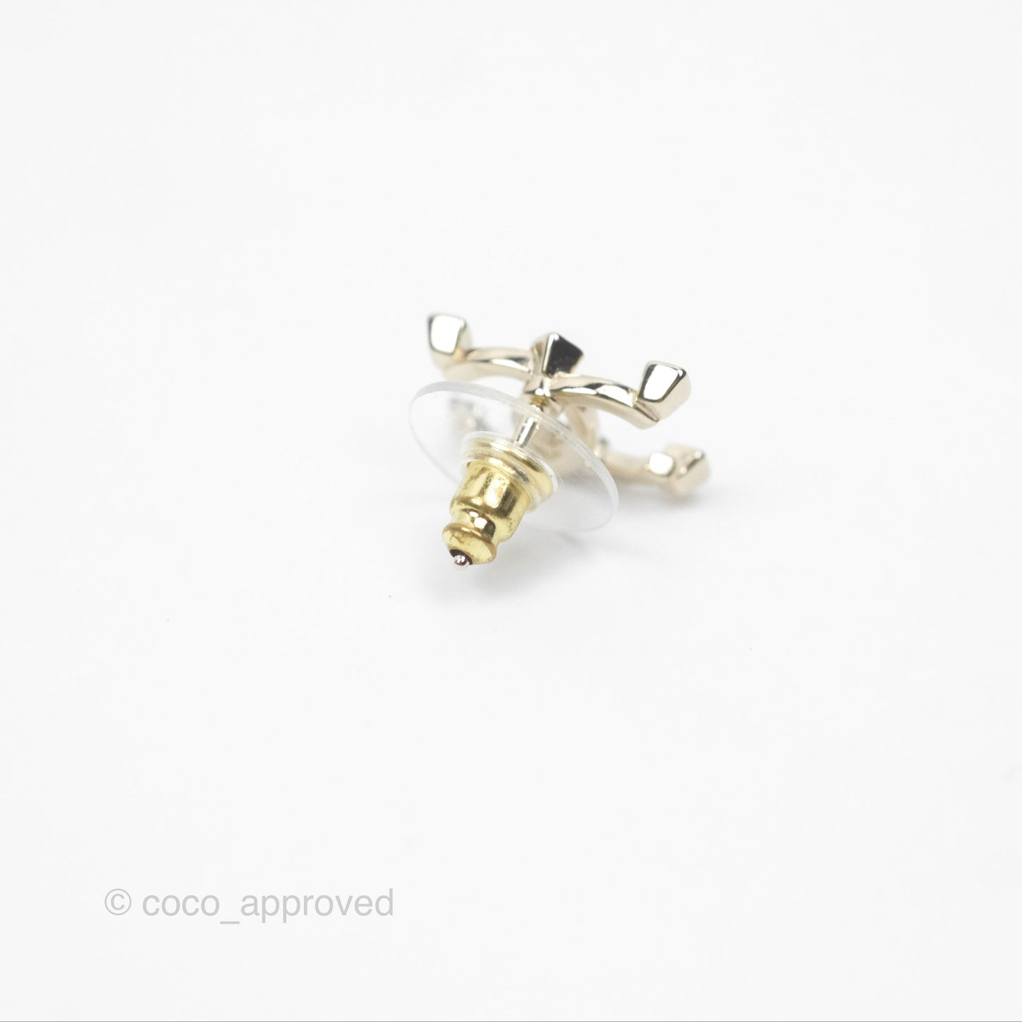 Chanel CC Crystal Earrings Gold Tone 21A
