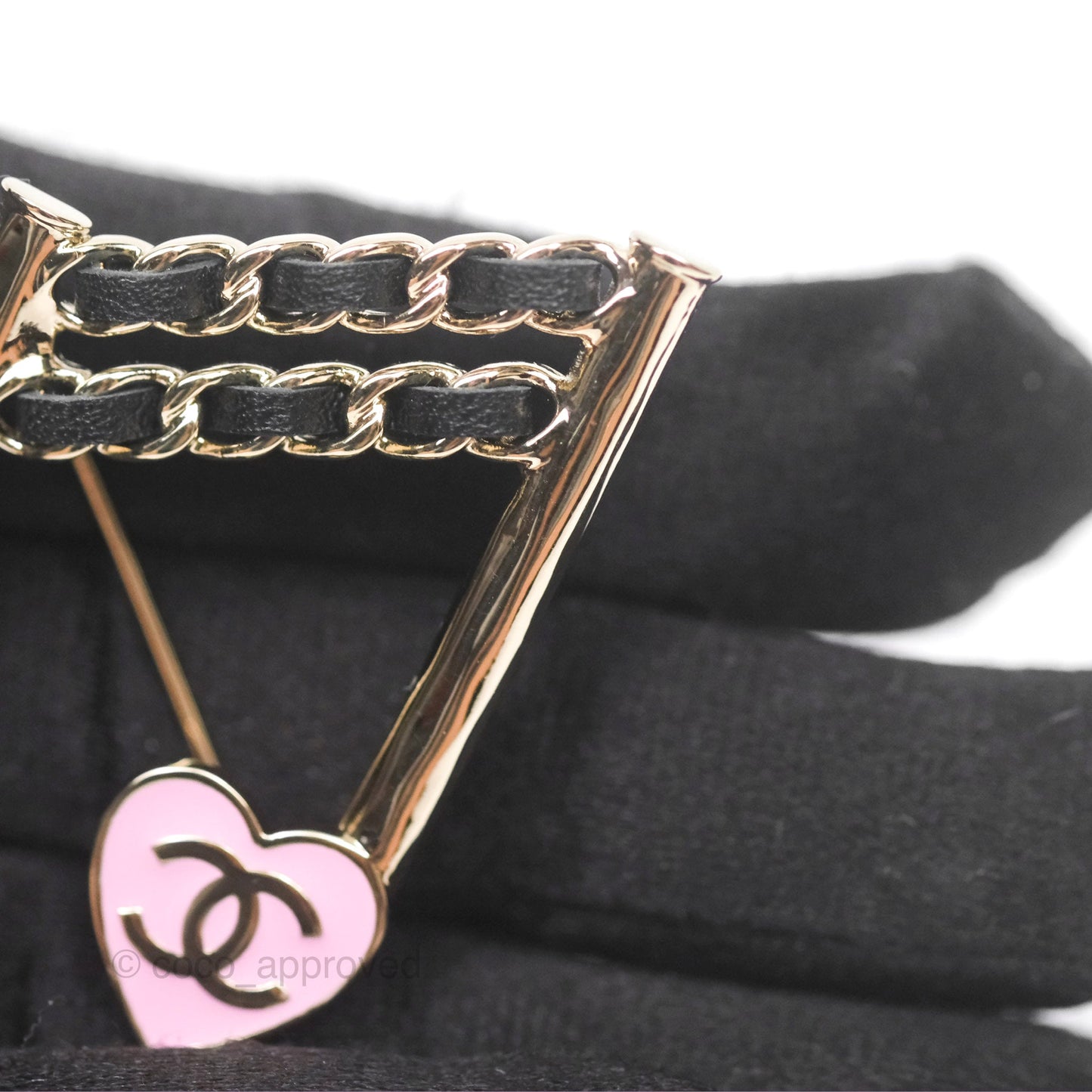 Chanel Heart Studded Street Style With Jewels Brooch Gold Tone 24A