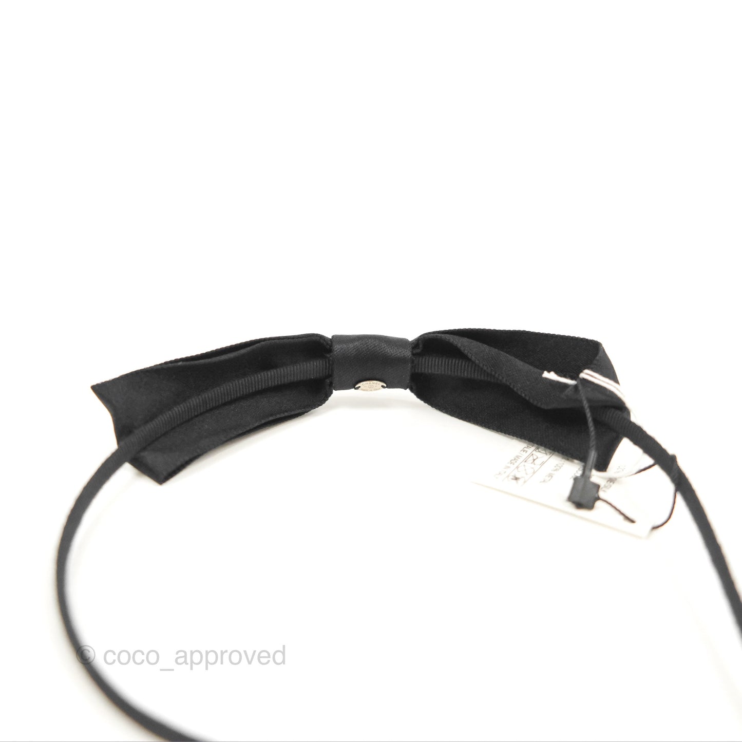 Chanel CC Silk Ribbon Bow Hair Band Black 23P