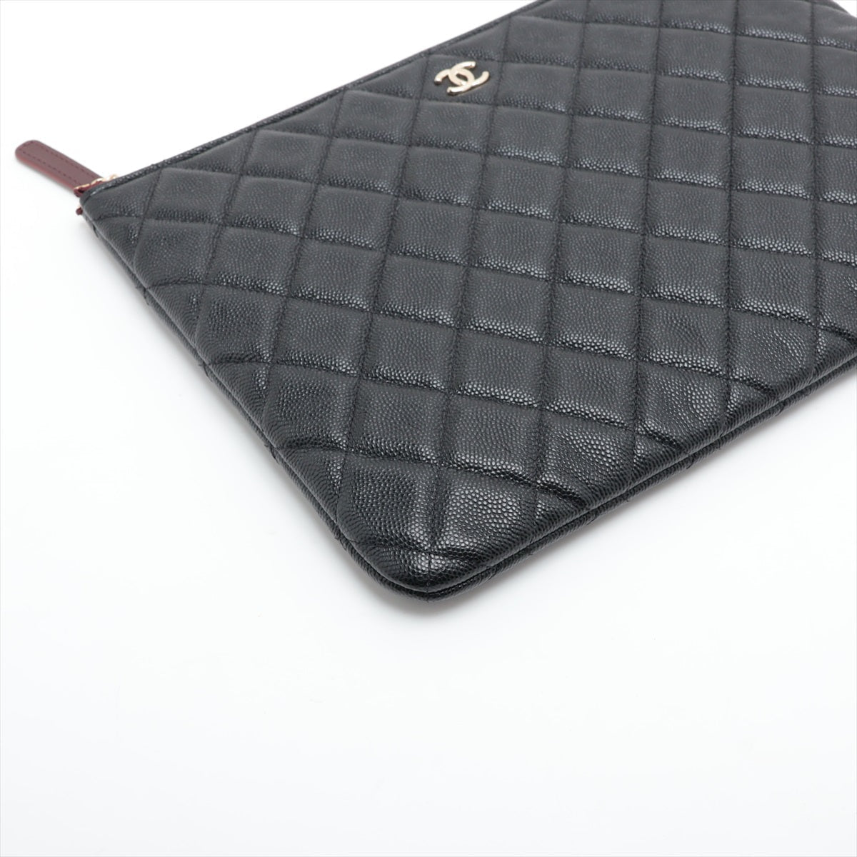 Chanel Matrasse Caviar S Clutch Bag Black G 31st