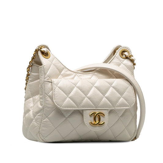 Chanel Matrases Coco Chain Shoulder Bag White Leather Chanel
