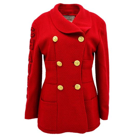 Luxury Chanel Double Breasted Jacket Red 29 #40