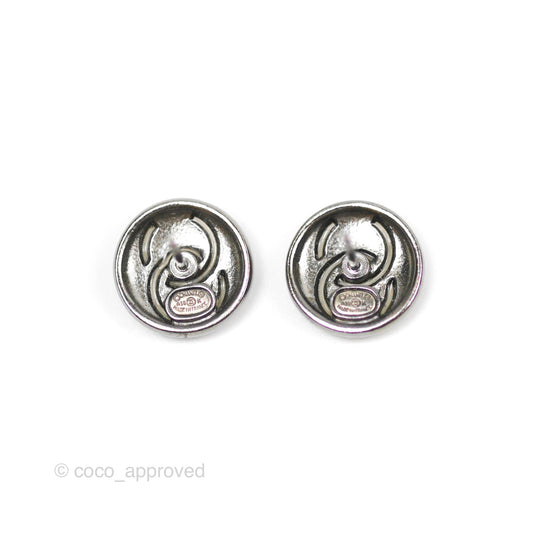 Chanel CC Round Earrings Ruthenium Tone 18K