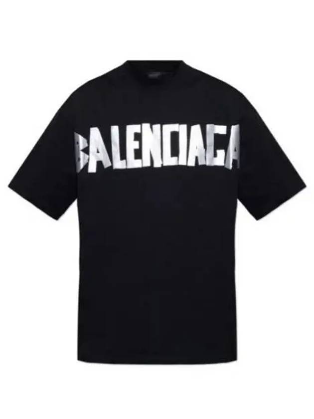 Luxury Balenciaga Tape Type Short Sleeve T-Shirt Black