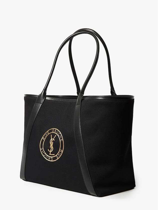 Luxury Saint Laurent Rive Gauche Canvas Tote Bag Black