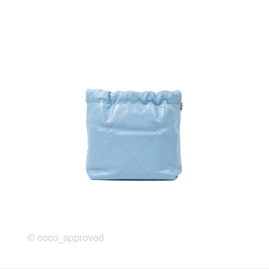 Chanel 22 Mini Bag Light Blue Shiny Crumpled Calfskin