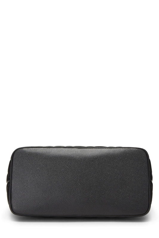 Chanel, Black Quilted Caviar Medallion Tote, Black