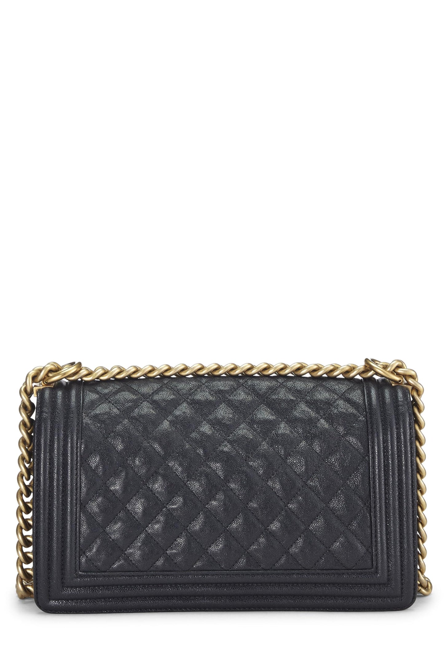 Chanel, Navy Quilted Caviar Boy Bag Medium, Blue