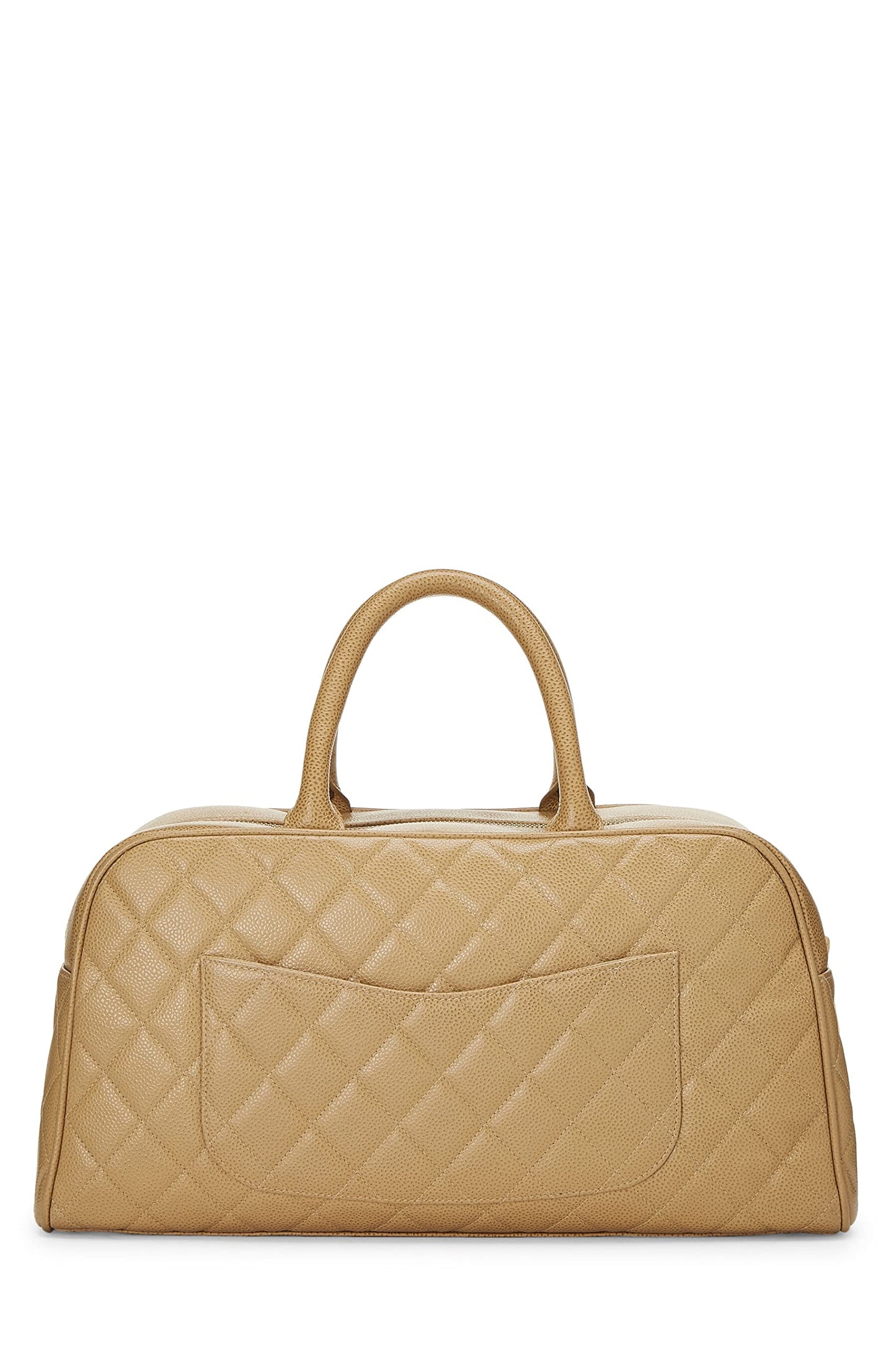Chanel, Beige Quilted Caviar Bowler Medium, Beige