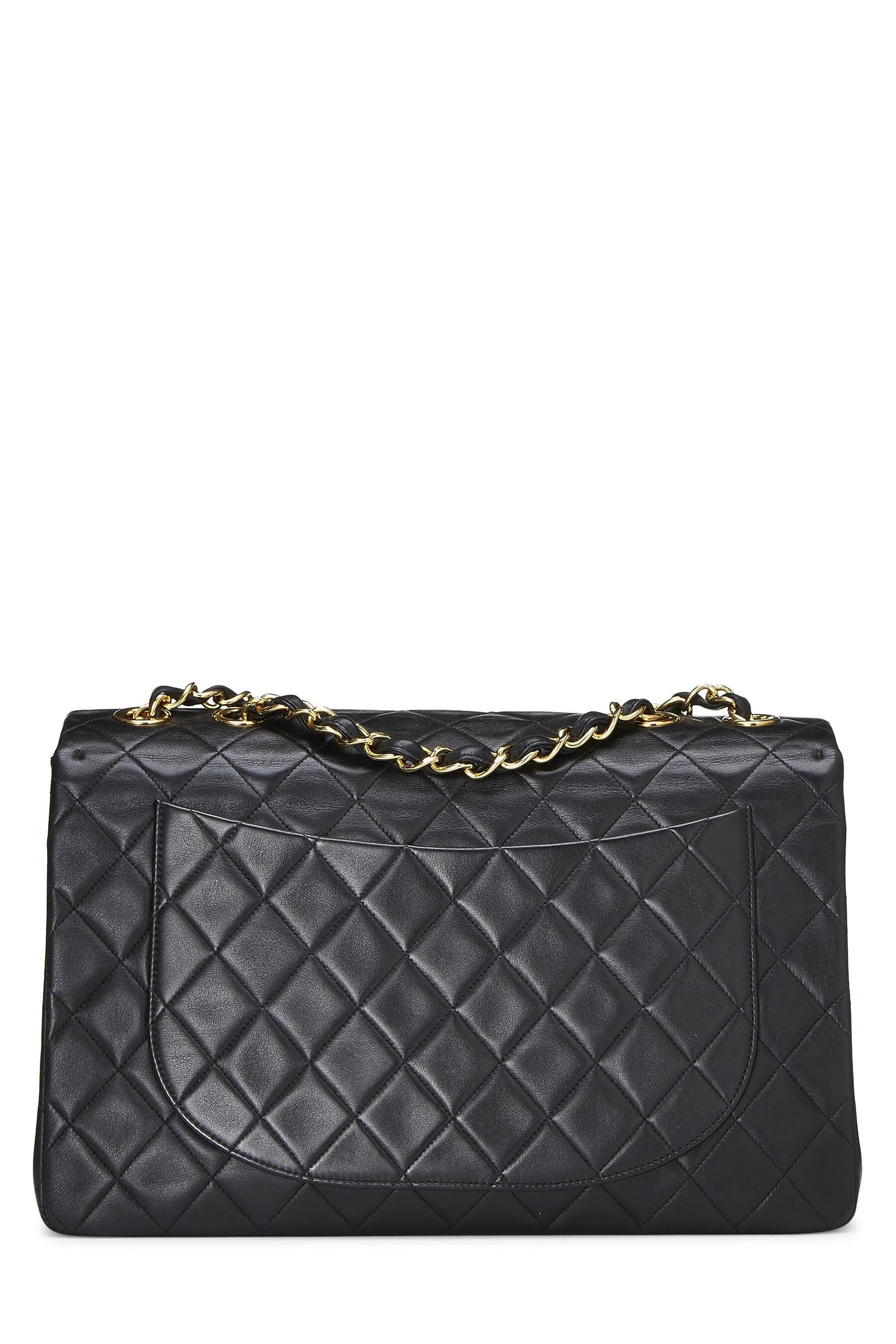 Chanel, Black Quilted Lambskin Half Flap Maxi, Black