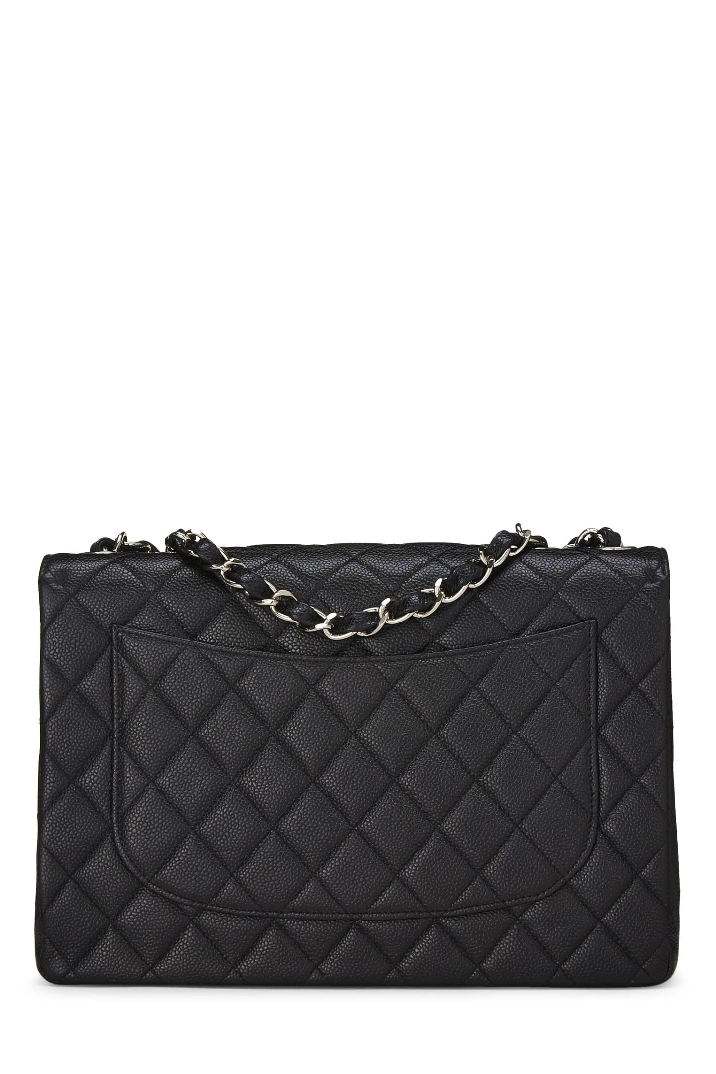 Chanel, Black Quilted Caviar Half Flap Jumbo, Black