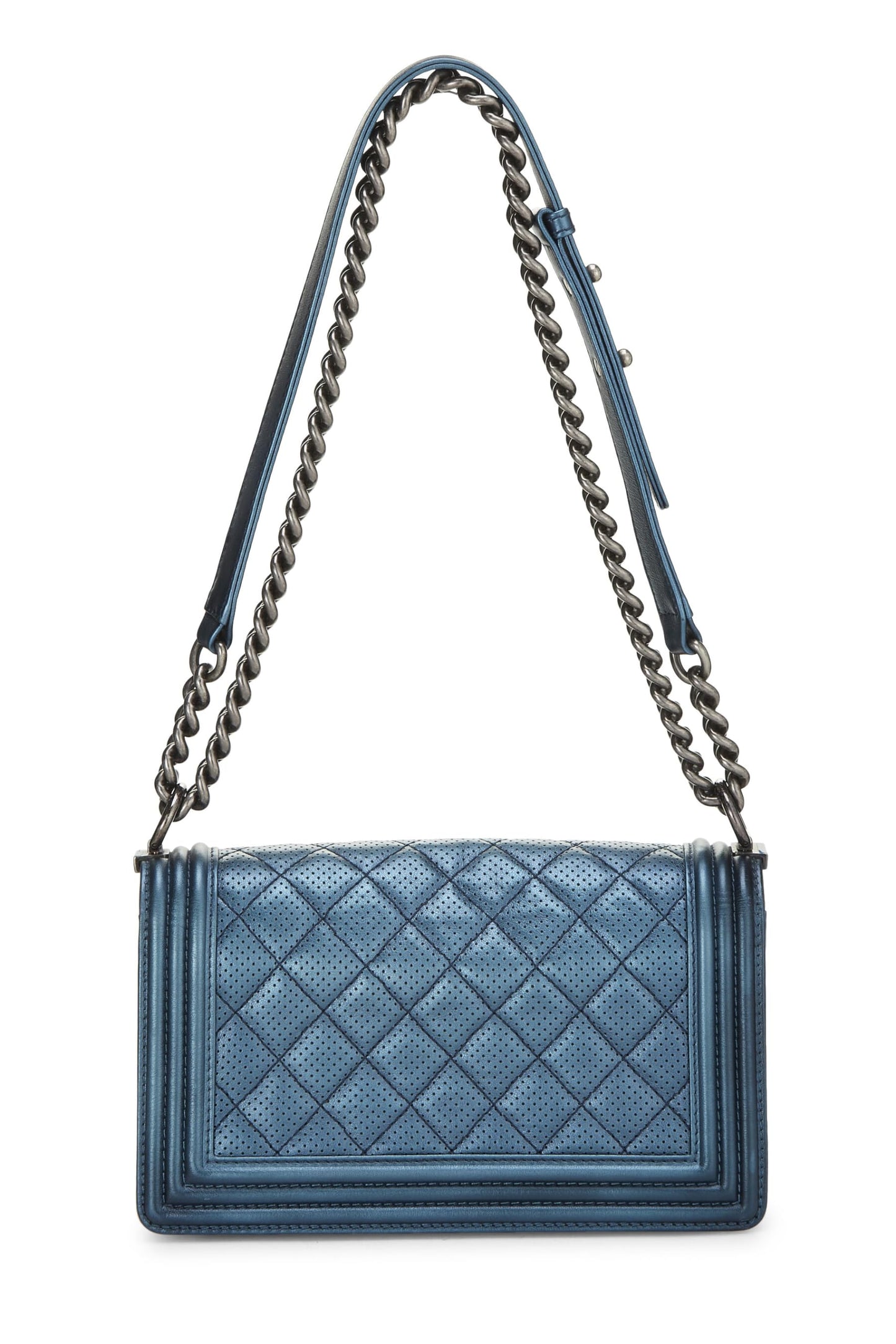 Chanel, Iridescent Navy Perforated Boy Bag Medium, Navy