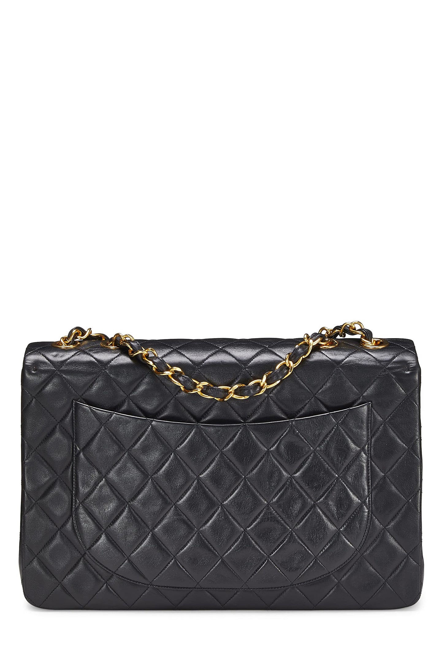 Chanel, Black Quilted Lambskin Half Flap Maxi, Black