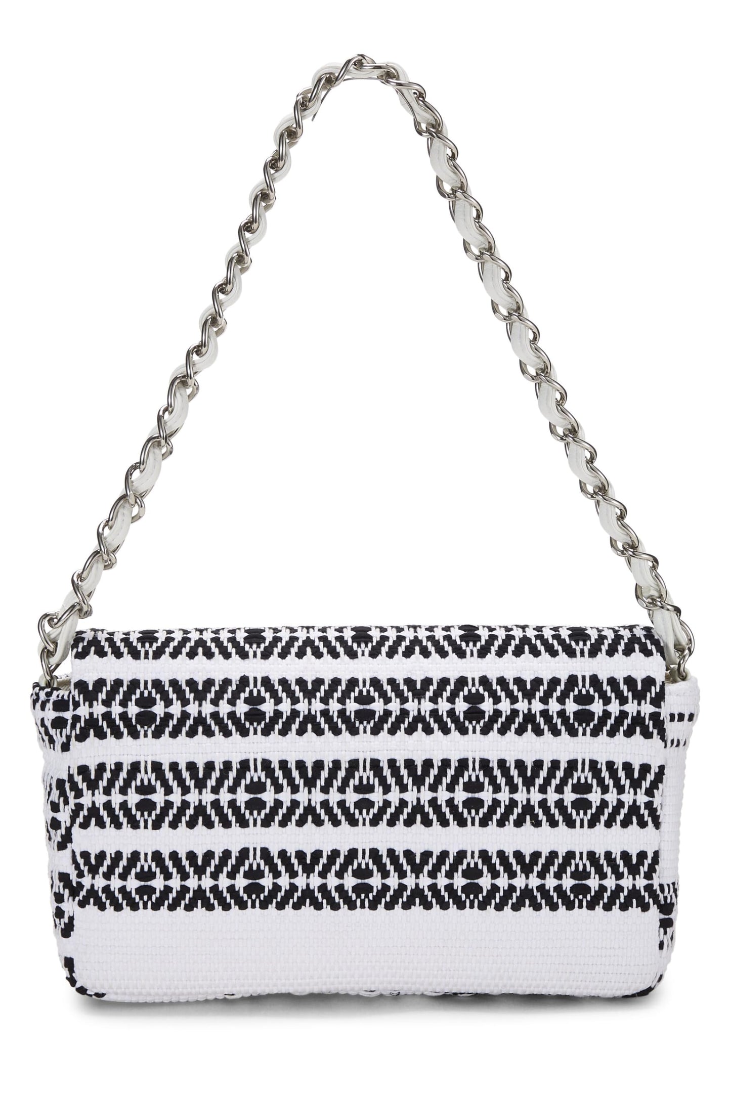 Chanel, White Woven Half Flap Medium, White