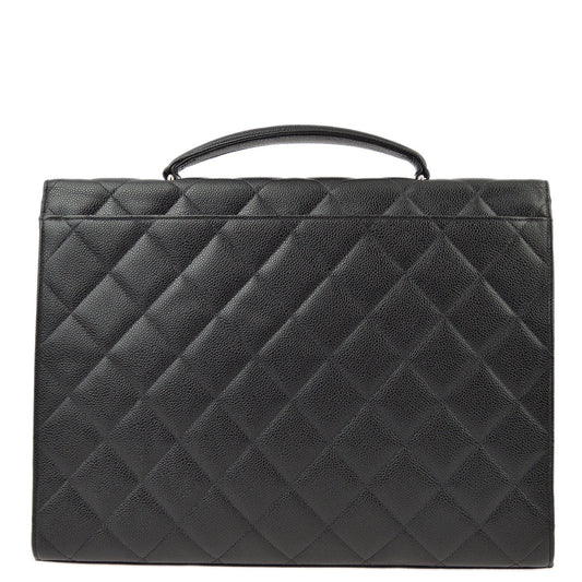 Chanel 1997-1999 Black Caviar Briefcase SHW
