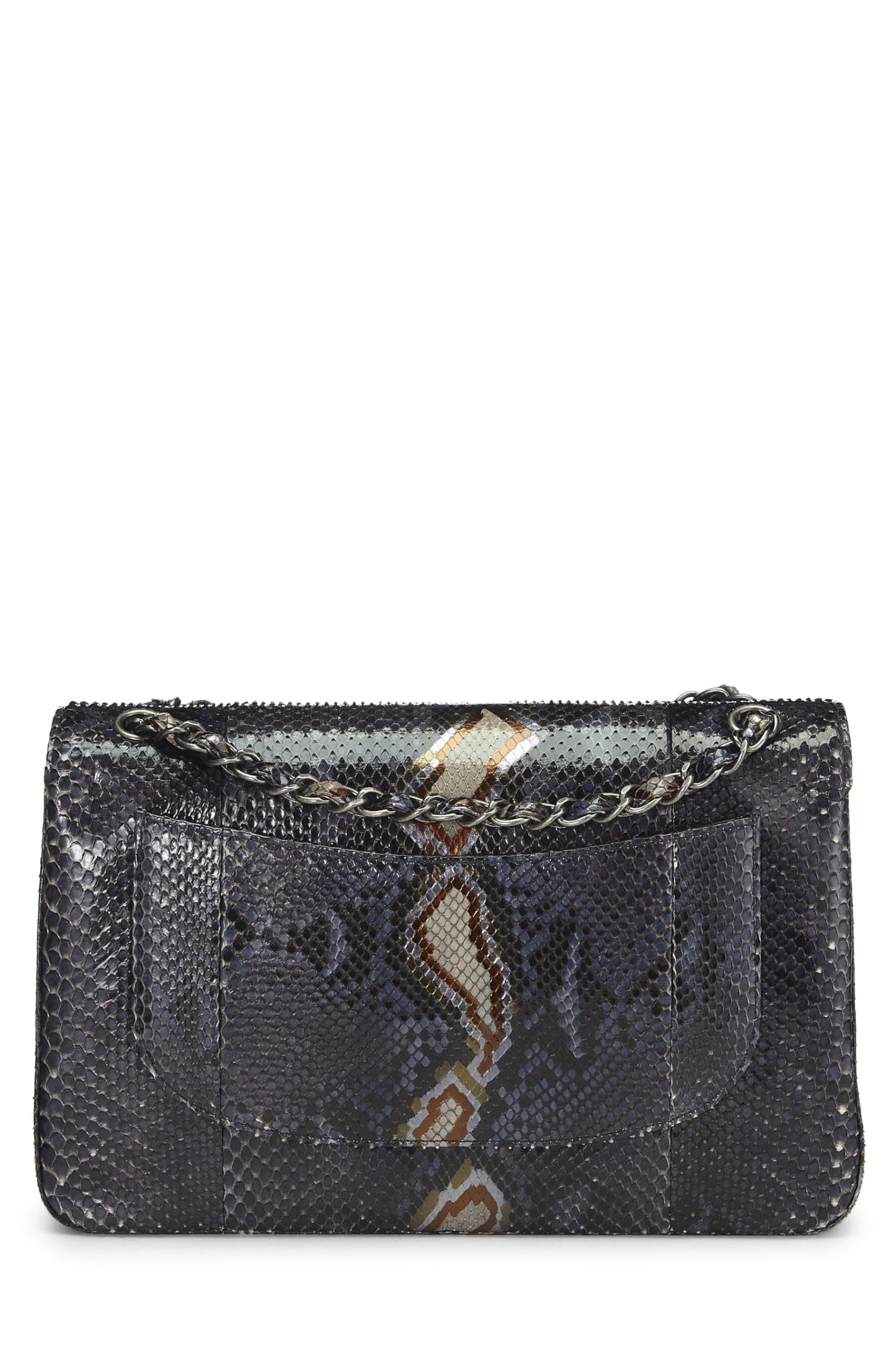Chanel, Navy Python New Classic Double Flap Jumbo, Blue