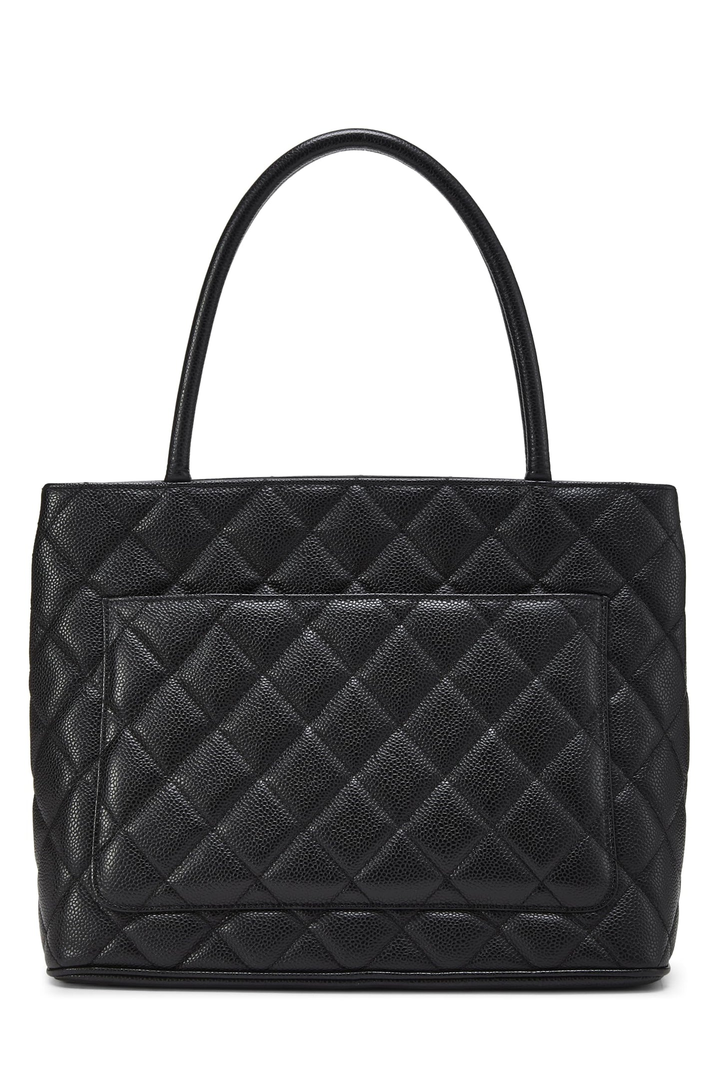 Chanel, Black Quilted Caviar Medallion Tote, Black