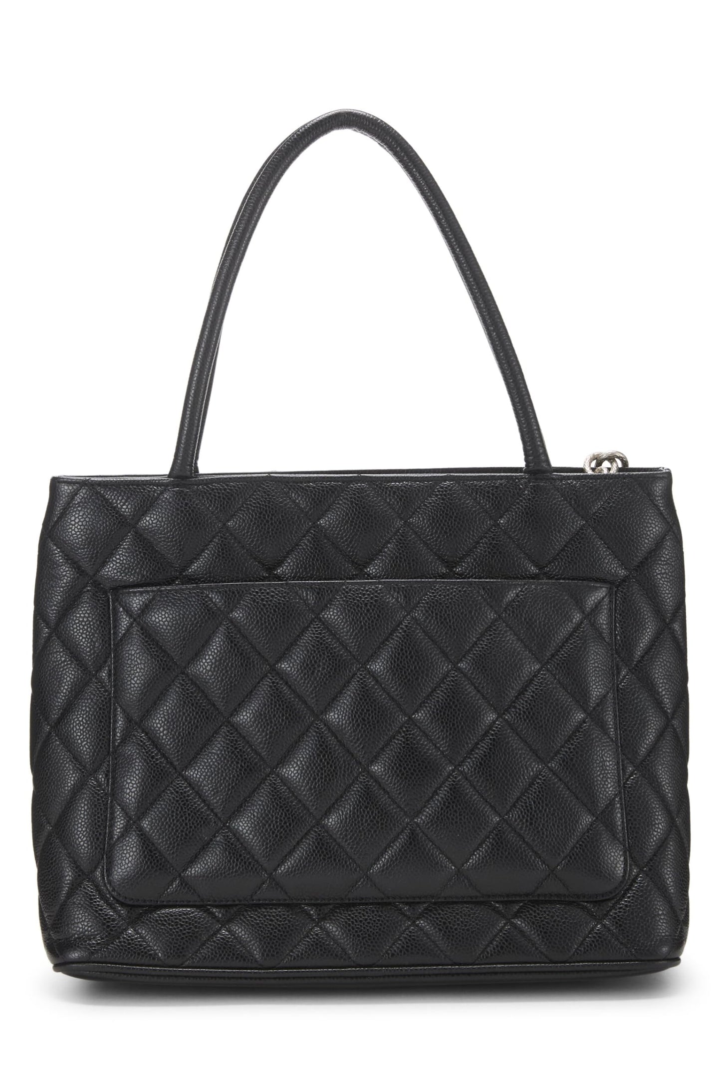 Chanel, Black Quilted Caviar Medallion Tote, Black