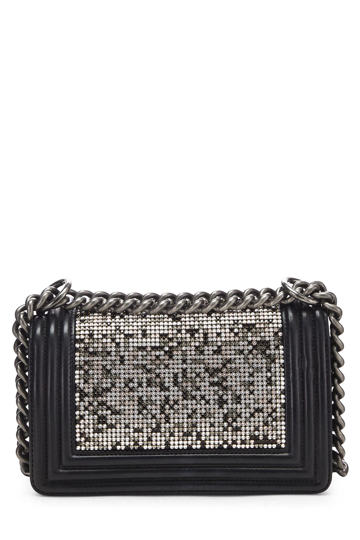 Chanel, Black Embellished Swarovski Crystal Boy Bag Small, Black