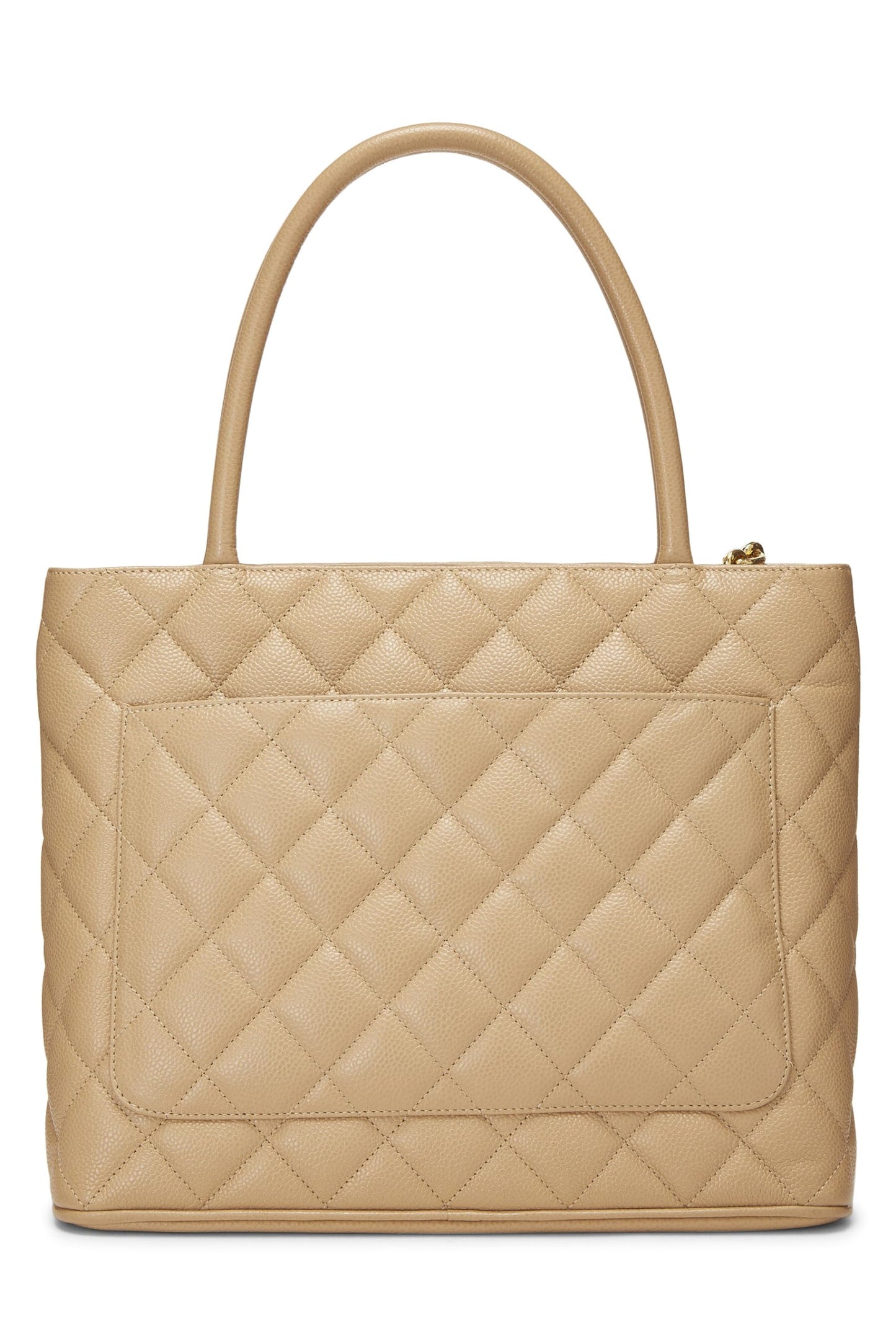 Chanel, Beige Quilted Caviar Medallion Tote, Beige