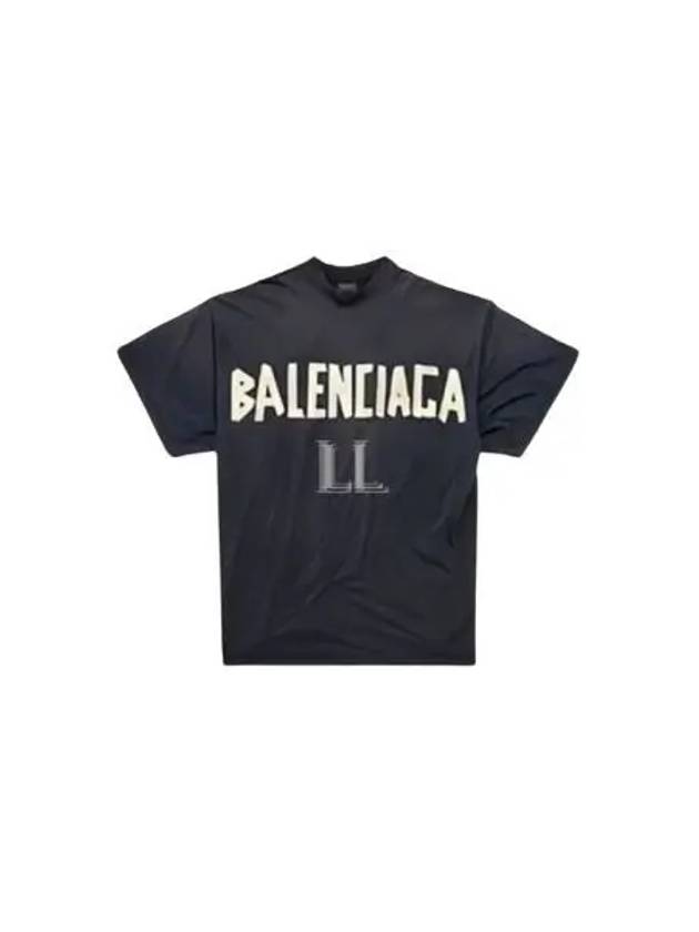 Luxury Balenciaga Tape Type Cotton Short Sleeve T-Shirt Black
