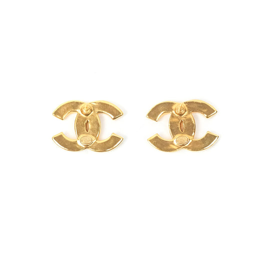 Chanel CC Orange/Pink Earrings Gold Tone 23C