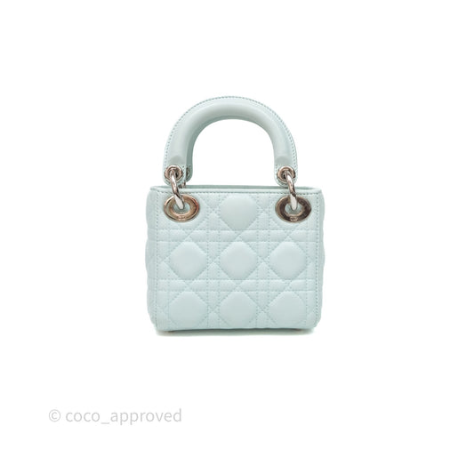 Christian Dior Mirco Lady Dior Cannage Calfskin Light Green Matte
