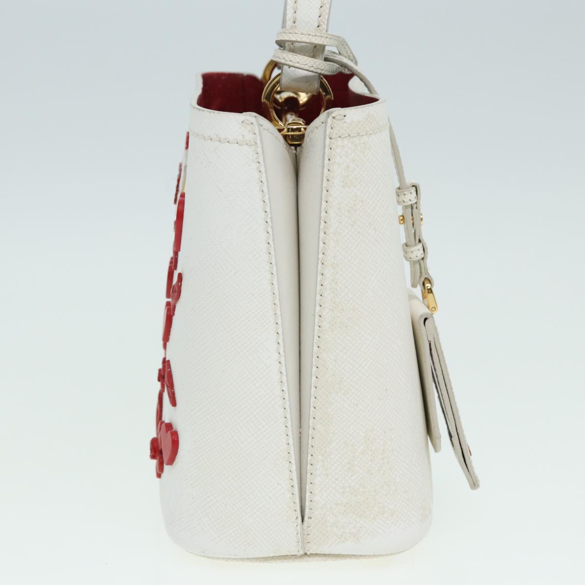 Luxury Prada Hand Bag Nylon Leather 2way White 83161