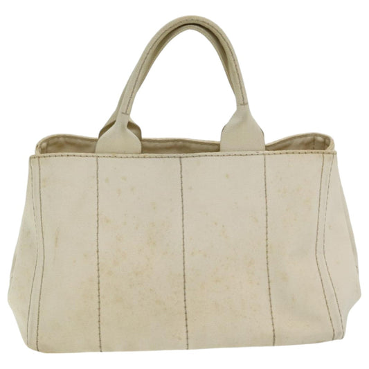 Luxury Prada Canapa MM Hand Bag Canvas Cream 83516