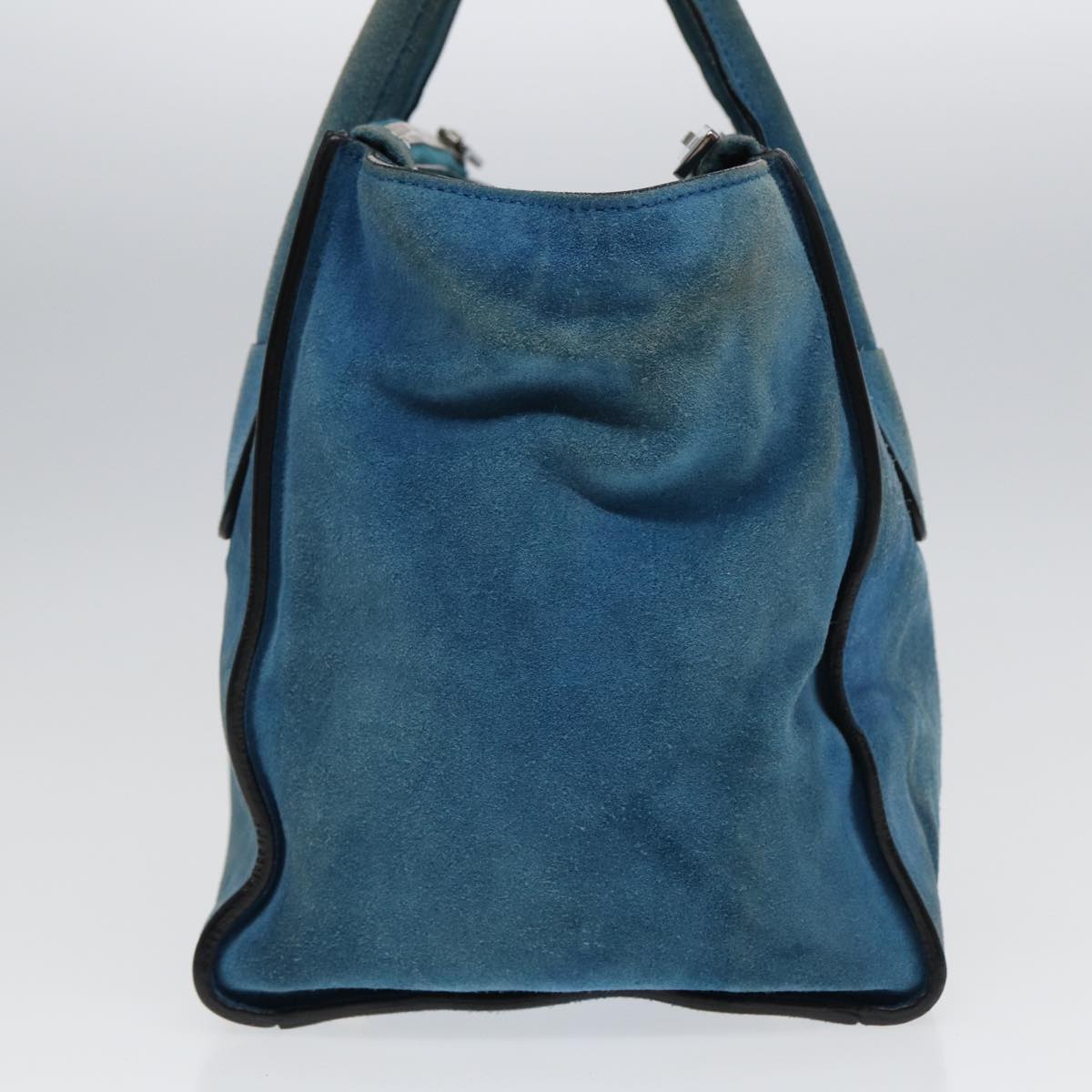 Luxury Prada Hand Bag Suede 2way Blue 83949