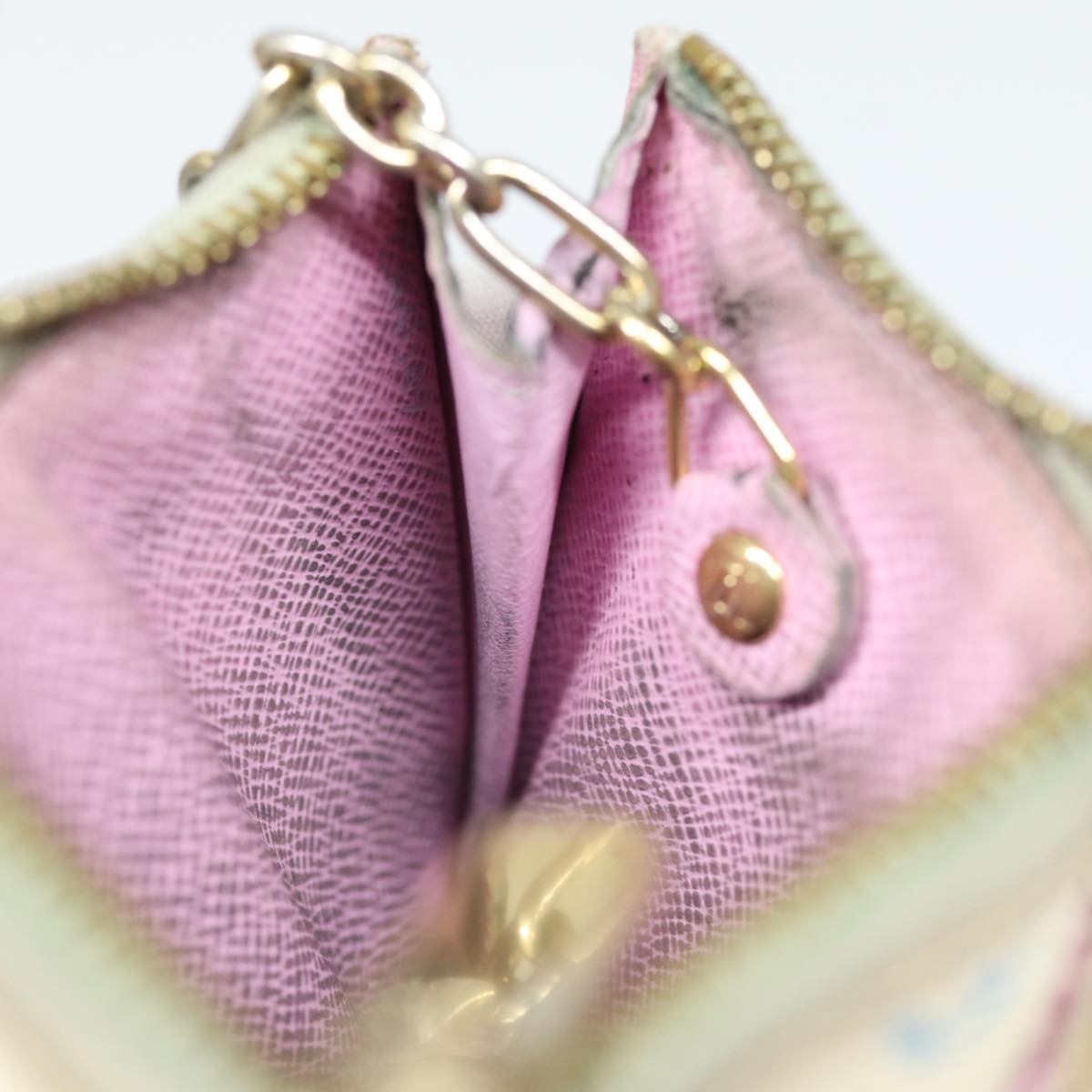 LOUIS VUITTON Multicolor Pochette ClesNM Coin Purse White M93734 LV 84128