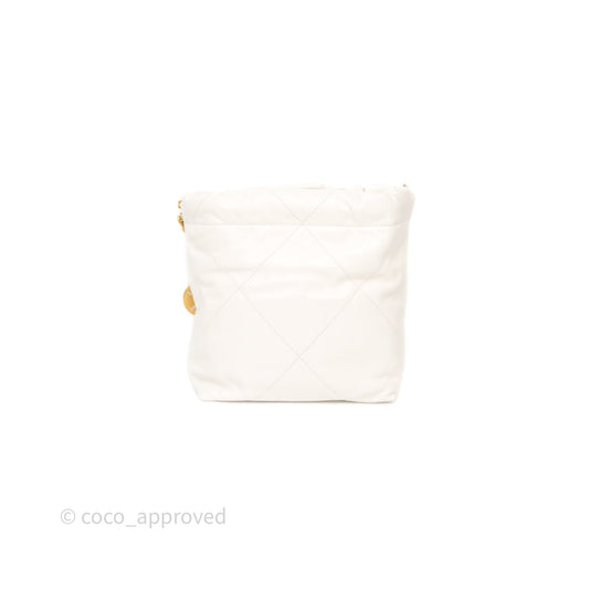 Chanel 22 Mini Bag White Calfskin Aged Gold Hardware