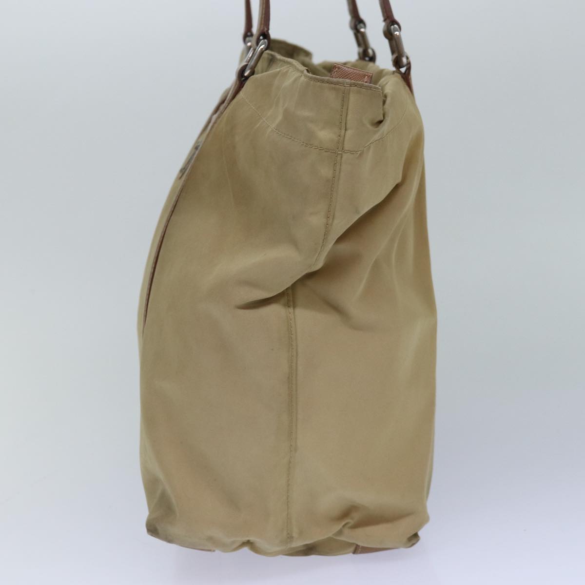 Luxury Prada Tote Bag Nylon Beige Silver 84544
