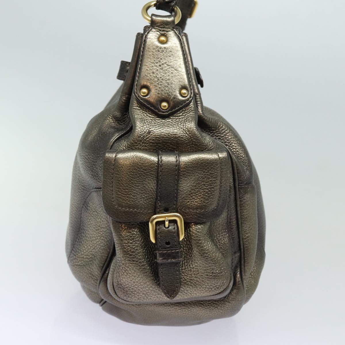 Luxury Prada Shoulder Bag Leather Silver 84946